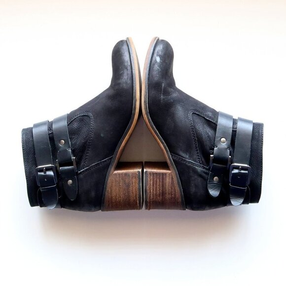 Franco Sarto Linden Black Nubuck Leather Block Heel Ankle Boots / Booties Size 7 - Picture 11 of 14